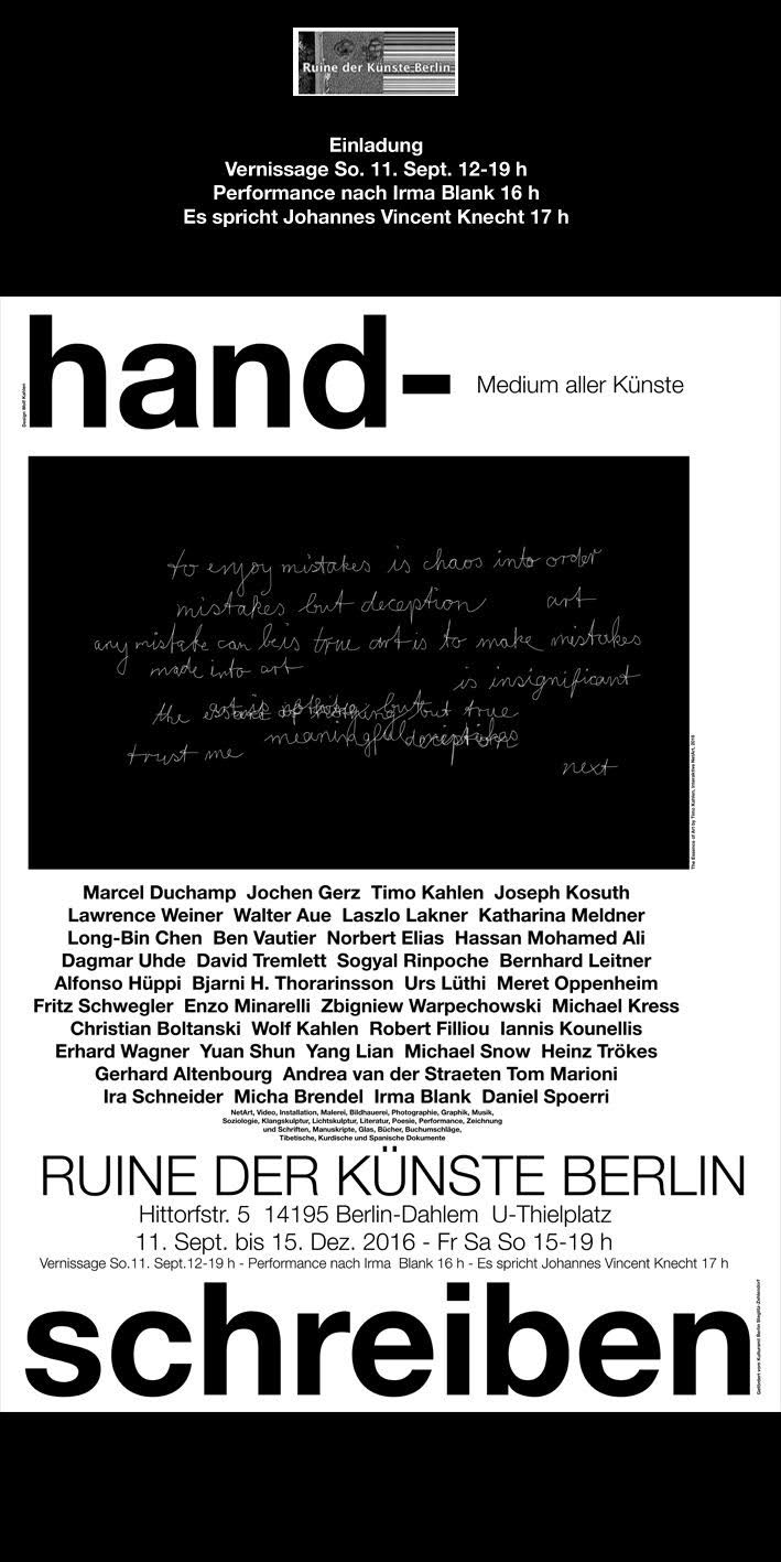 #Irma_Blank - performance - hand-schreiben @Ruine der kunste #Berlin - 